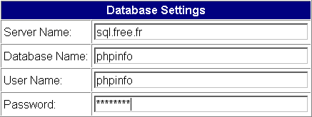 Configuration de la base